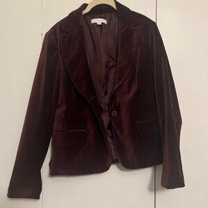 New York and Company Maroon Velvet Blazer, Size 10